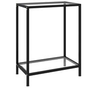 vidaXL Modern Console Table with Shelf | Transparent Tempered Glass and Black Powder-Coated Steel Frame | Living Room Side Table | Stylish Design and