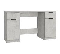 vidaXL Modern Desk with Side Cabinet and Storage Compartments, Concrete Grey, Engineered Wood, Classy and Functional Design Suited for Office/Studies