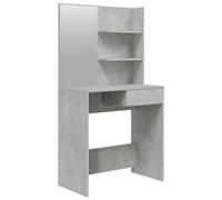 vidaXL Modern Dressing Table with Mirror, Ample Storage, Smooth Surface, Quality Engineered Wood, Concrete Grey - 74.5x40x141 cm