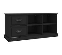 vidaXL - Modern Engineered Wood TV Cabinet, Black, With 2 Drawers and 4 Open Compartments, Flexible Installation, Ideal for Displaying Decoratives, Easy Assembly