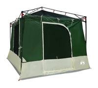 vidaXL Modern green outdoor tent made of 185T polyester with PU coating. Dimensions: 290 x 288 cm. Mesh interior. Perfect for camping. Windproof, waterproof and breathable.