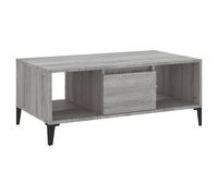 vidaXL Modern Grey Sonoma Coffee Table with Storage - Rectangular, 90x50x36.5 cm, Engineered Wood and Metal Legs, Living Room Industrial Style