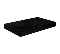 vidaXL Modern MDF Floating Wall Shelf with Metal Frame High Gloss Black Finish Invisible Mounting System 15.7""""x9.1""""x1.5"""" Size