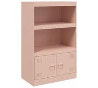 vidaXL Modern Pink Sideboard - 67x39x107 cm Steel Storage Cabinet with Shelves for Living Room and Lounge Areas, Easy Maintenance, Metal Handles