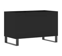 vidaXL Modern Record Player Cabinet in Black - Engineered Wood and Iron - Vinyl LP Records Storage Organizer for Living Room - 74.5x38x48 cm