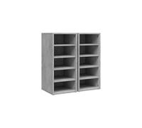 vidaXL Modern Shoe Cabinets 2 pcs, Durable Engineered Wood, Concrete Grey, Ample Storage With 5 Compartments Each, Versatile Floor or Wall Assembly,