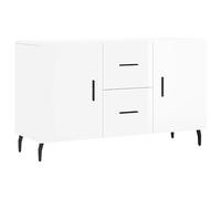 vidaXL Modern Sideboard in High Gloss White with Metal Legs - Engineered Wood, Sturdy and Spacious Living Room or Bedroom Storage Unit