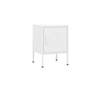 vidaXL Modern Steel Nightstand - White Side Table with a Lock, Adjustable Shelf, Levelers, 20 kg Shelf Loading Capacity