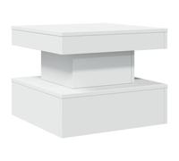 vidaXL Modern White Engineered Wood Coffee Table with RGB LED Lights - 50x50x40cm Hall End Side Sofa Table for Living Room/Office