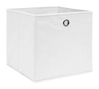 vidaXL Modern White Non-Woven Fabric Storage Boxes, 28x28x28 cm, Set of 4, Foldable, for Wardrobe Organization, Space-Efficient, Easy Pull Out Design