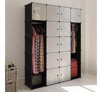 vidaXL Modular Cabinet 14 Compartments Black and White 37x146x180.5 cm