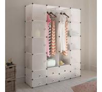 vidaXL Modular Cabinet 18 Compartments White 37x146x180.5cm Clothes Organiser