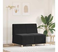vidaXL Modular Sofa Unit Armless 2 pcs Black 55 x 74 x 82 cm Velvet