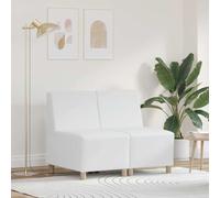 Sofa Unit Armless 2pc Faux Leather White 55 x 74 x 82 cm Modular Seat Compact UK