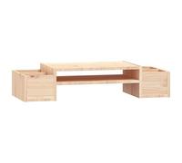 vidaXL Monitor Stand - Solid Pine Wood Desk Riser with Storage Slots 70x27.5x15 cm Brown