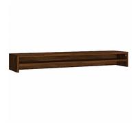 vidaXL Monitor Stand & Desk Organiser: Brown Oak Engineered Wood, Long-Lasting, Multi-Functional -100x24x13 cm - Storage for 2 Monitors & Stationery