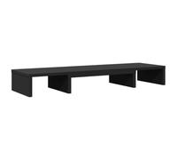 vidaXL Adjustable Monitor Stand Riser - Black Engineered Wood - Dual Monitor Platform with Customizable Length 80-120 cm & Viewing Angle, Additional Storage Compartments, Easy Maintenance