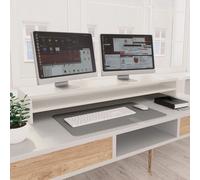 vidaXL Monitor Stand White Engineered Wood Screen Display Computer Riser Shelf