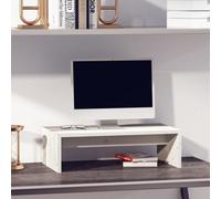 Vidaxl Monitor Stand White 50X27X15 Cm Solid Wood Pine