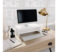 vidaXL Monitor Stand Riser in High Gloss White for Desktop, Engineered Wood Construction with Storage Shelf - for Office, Bedroom, Living Room