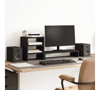 vidaXL Monitor Stand with Desk Organiser Black Engineered Wood