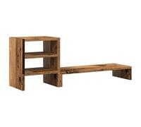 vidaXL Monitor Stand & Desk Organiser Monitor Riser Old Wood Engineered Wood