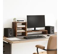 vidaXL Monitor Stand with Desk Organiser Smoked Oak Engineered Wood