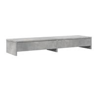 vidaXL Monitor Stand with Drawers Riser - Concrete Grey Engineered Wood - Dual Screen Stand with Ample Storage - Easy Maintenance 100x27x15cm