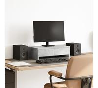 vidaXL Monitor Stand with Drawers Concrete Grey 50x27x15 cm Engineered Wood