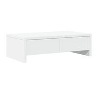vidaXL Monitor Stand with Drawers, Display Stand for Laptops Monitors, Computer Stand for Home Office, Monitor Stand Riser, White Engineered Wood