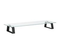 vidaXL Monitor Stand with Storage Space, Glass and Metal Monitor Riser, Black Desk Organiser with Eye Level View, High Load Capacity