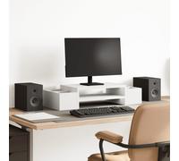 vidaXL Monitor Stand with Storage White 70x27x15 cm Engineered Wood