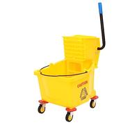 vidaXL Mop Bucket, Cleaning Bucket with Wringer and Wheels, Cleaning Janitor Trolley for Office, Laundry Housekeeping Cart, 36 L Yellow Polypropylene