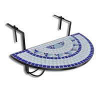 Vidaxl Hanging Balcony Table Blue And White Mosaic