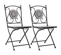 vidaXL Mosaic Bistro Chairs 2 pcs Grey UK HOT