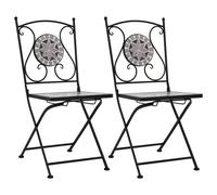 vidaXL Mosaic Bistro Chairs 2 pcs Grey UK HOT