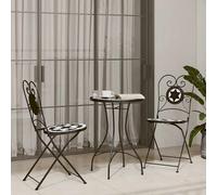 vidaXL Mosaic Bistro Set Black and White Iron and Ceramic