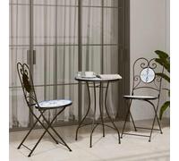 vidaXL Mosaic Bistro Set Blue and White Iron and Ceramic, Blue