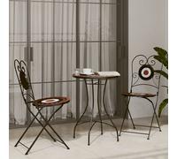 vidaXL Mosaic Bistro Set Terracotta and White Iron and Ceramic