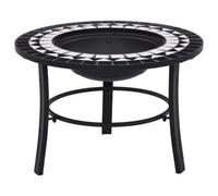 vidaXl Mosaic Fire Pit Black and White 68cm Ceramic