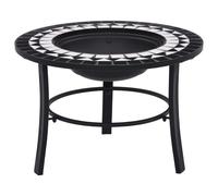 vidaXl Mosaic Fire Pit Black and White 68cm Ceramic UK HOT