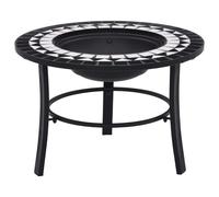 vidaXl Mosaic Fire Pit Black and White 68cm Ceramic UK