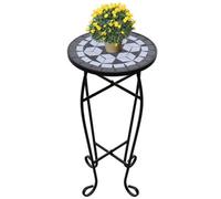 Mosaic Side Table Plant Table Black White