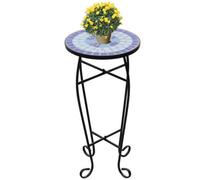 vidaXL Mosaic Side Table Blue White Outdoor Balcony Furniture Plant Stand