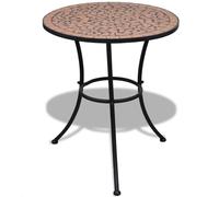 vidaXL Mosaic Table 60 cm Ø x 70 cm H Terracotta - Outdoor Ceramic Top Coffee Table, Powder-Coated Iron, Weather-Resistant, Easy Assembly (41528)
