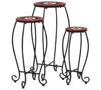 vidaXL 3x Mosaic Tables Round Terracotta & White Ceramic Desks Garden Balcony