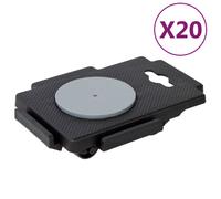 vidaXL Moving Dollies Trolleys with 8 Wheels 20 pcs 150 Kg Black Polypropylene