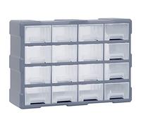 vidaXL Multi-Drawer Organiser - 16 Drawers - Polypropylene Plastic - Grey - Impact Resistant Organisation Tool for Fasteners and Craft Supplies