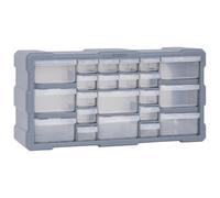 vidaXL Multi-Drawer Organiser - 22 Drawers Organiser for Storage of Nuts, Bolts, Screws & More - Wall Mounted or Individual Use - Made of Durable Polypropylene - Grey