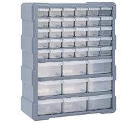 'vidaXL Multi-drawer Organiser, 39 Drawers, Grey, Durable Impact- Plastic, Flexible Usage, See-Through Drawers, Perfect for Tools & Crafting Materials, Lightweight